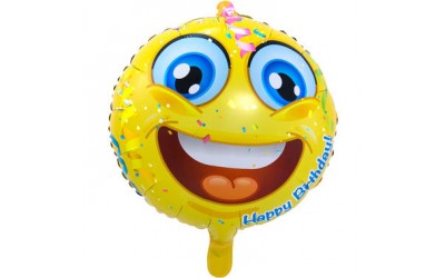 Folieballon Emoticon Happy Birthday (zonder helium)